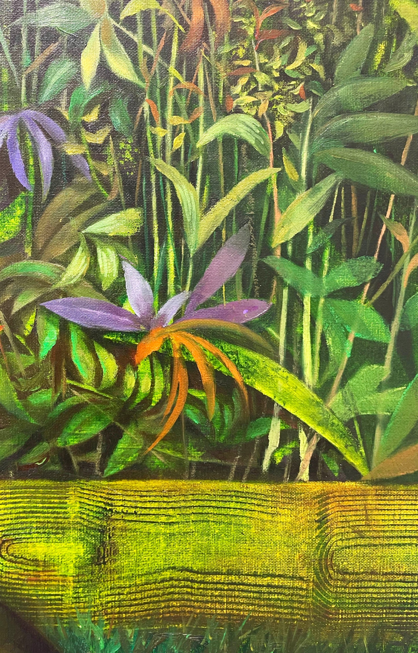 Among the whispers of ferns and petal