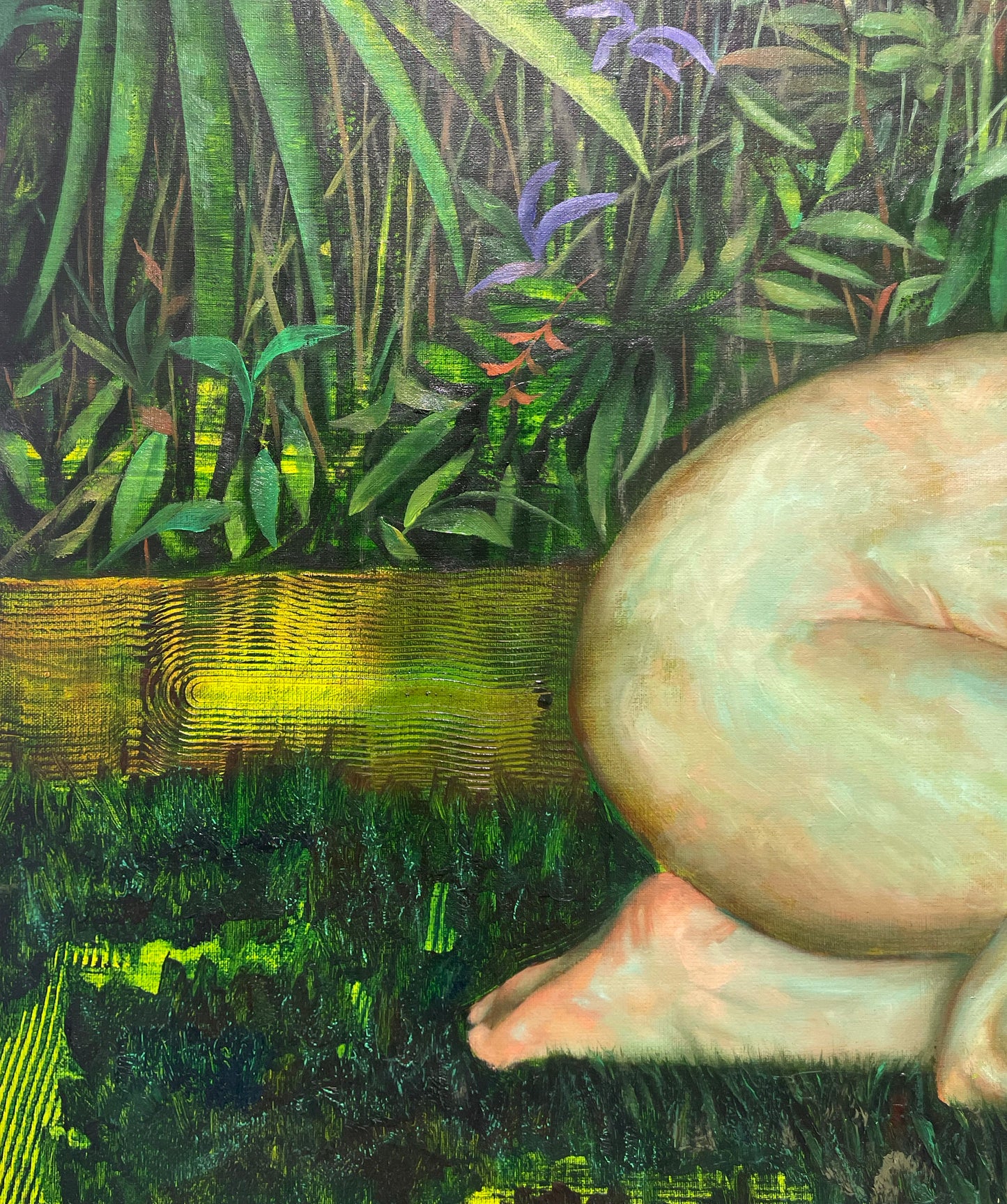 Among the whispers of ferns and petal